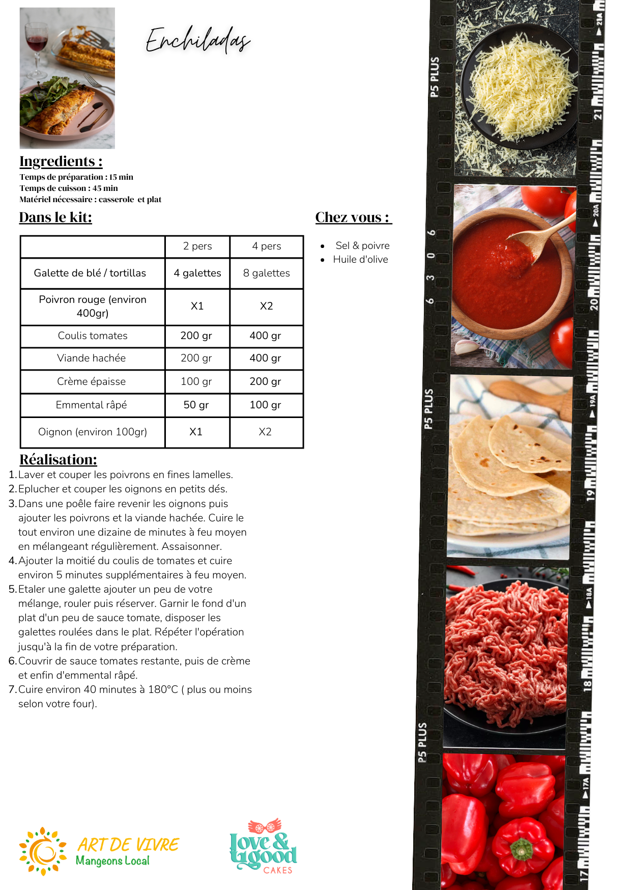 Enchiladas - 2 pers - 6,5€/pers