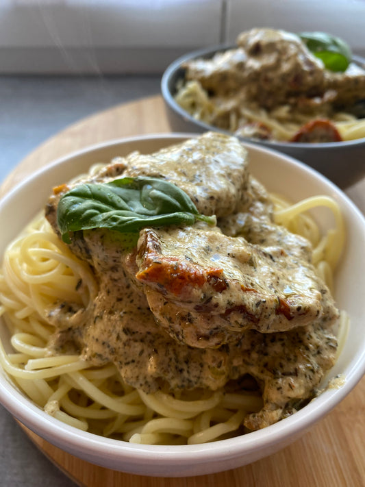 Emincé de poulet à la toscane et spaghetti - 2 pers